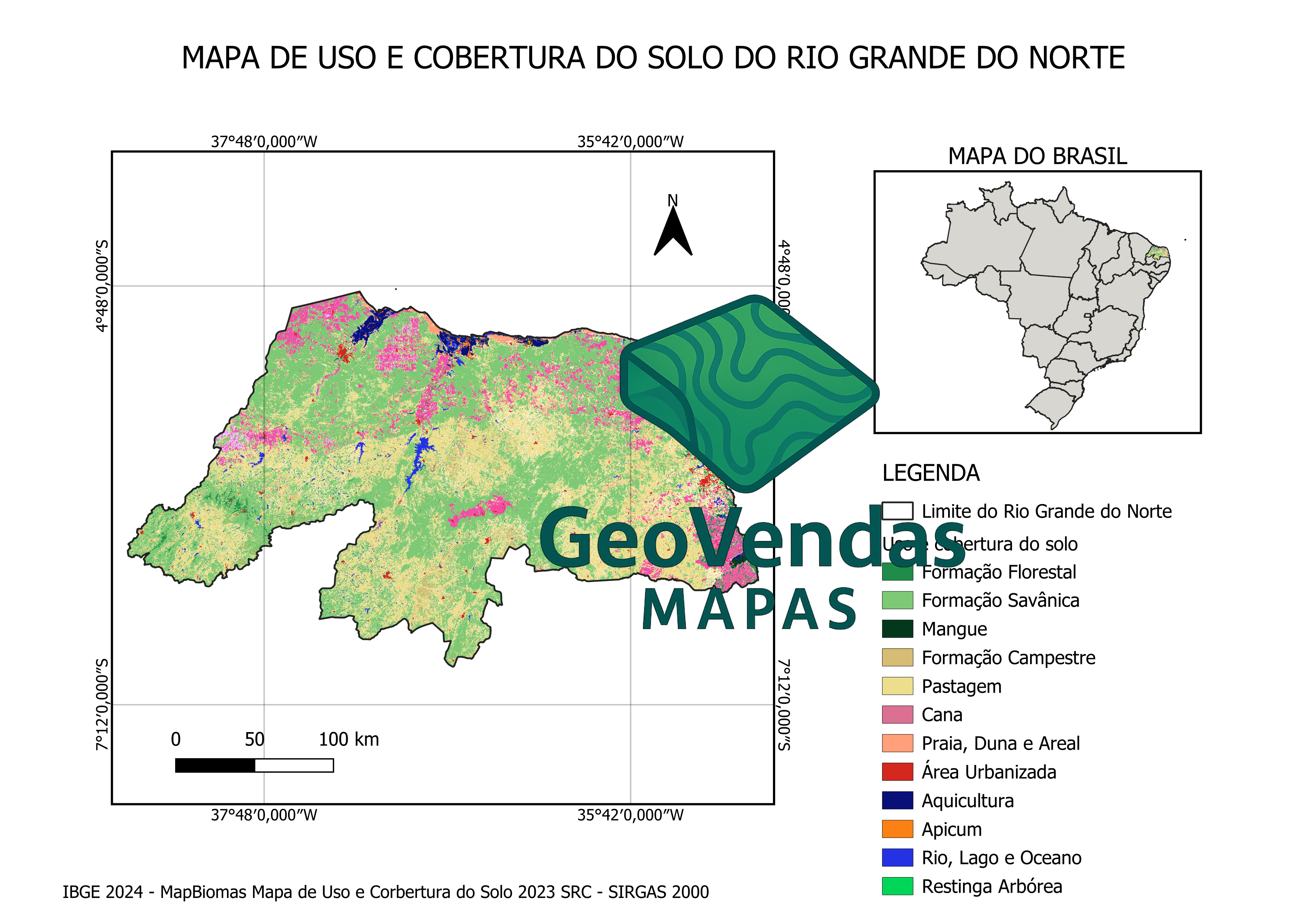 Mapa de Uso e Cobertura do Solo do Rio Grande do Norte